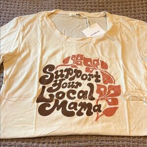 Dolkii Cream Graphic Tee - Support Your Local Mama